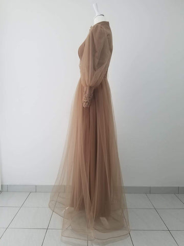 Robe longue de soirée Marron clair | D ...